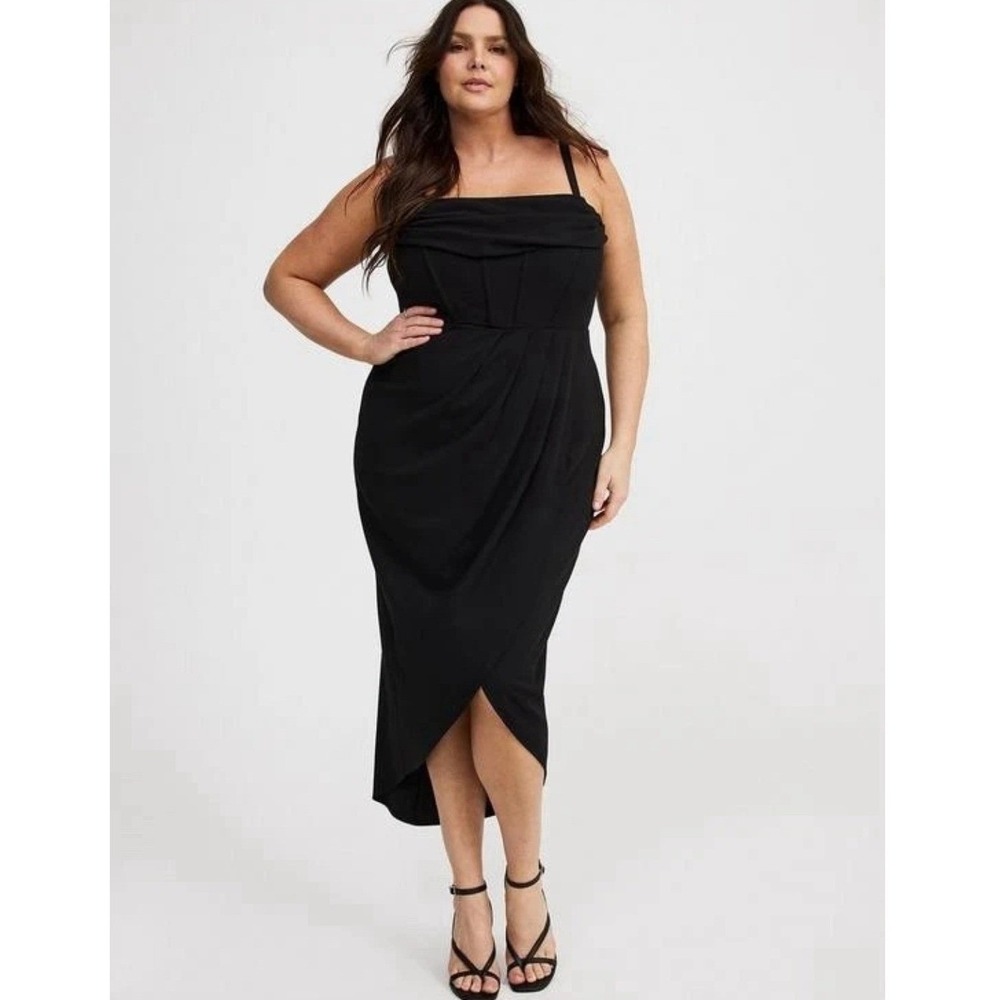 Torrid Tulip Hem Bustier Black‎ Midi Dress Size 16